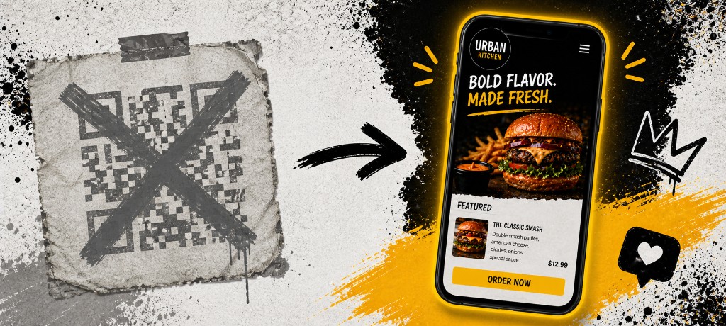 Restaurant social post mockup announcing a holiday special with online ordering emphasis